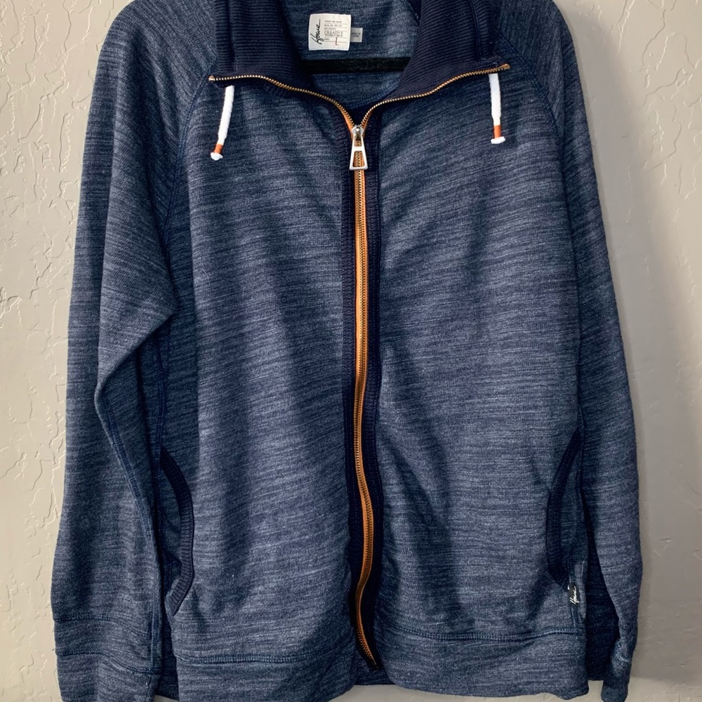 Howe Navy Zip Up Woven Sweater (L)